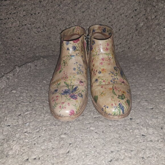PATRICIA NASH-Carla Prairie Rose Floral Brown-Zipper Bootie-Size 10-Excellent - Picture 3 of 8